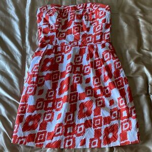 Shoshanna Womens Buzios Gwendolyn Sheath Dress Orange White Ikat Stretch Lined 8